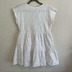 Vineyard Vines Eyelet White Lace Tiered Dress with Button Front